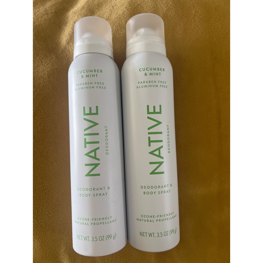 Native Deodorant and Body Spray Cucumber & Mint‎ 3.5 oz Set of 2 Aluminum Free